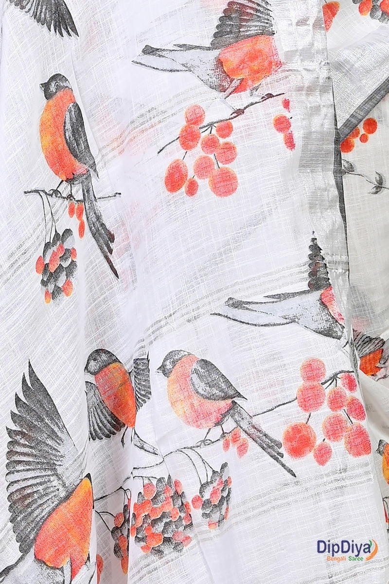 Multi-Coloured Cotton Variti pritat Printed Handloom Saree (606)